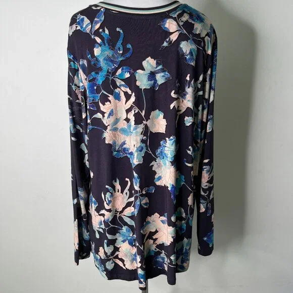 Johnny Was Women's Blue Purple Chryssy Long Sleeve V-Neck Blouse Size Large - Picture 4 of 7